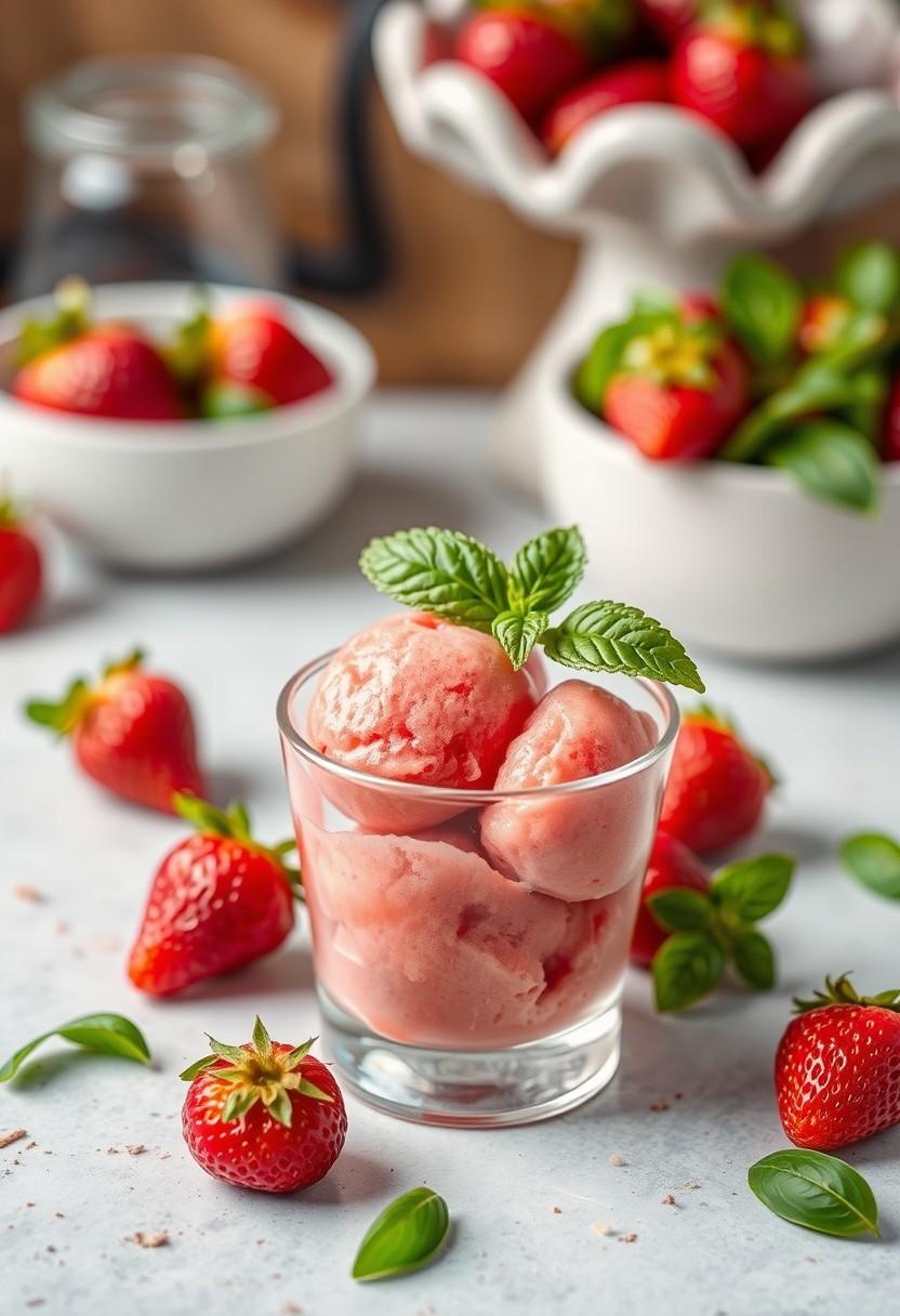 Strawberry Basil Sorbet