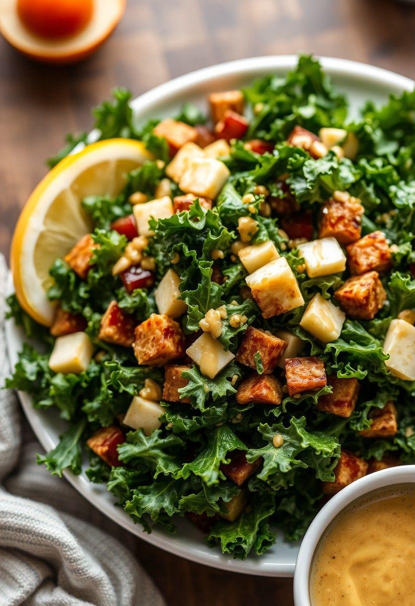 Sweet and Tangy Kale Salad with Maple Mustard Dressing