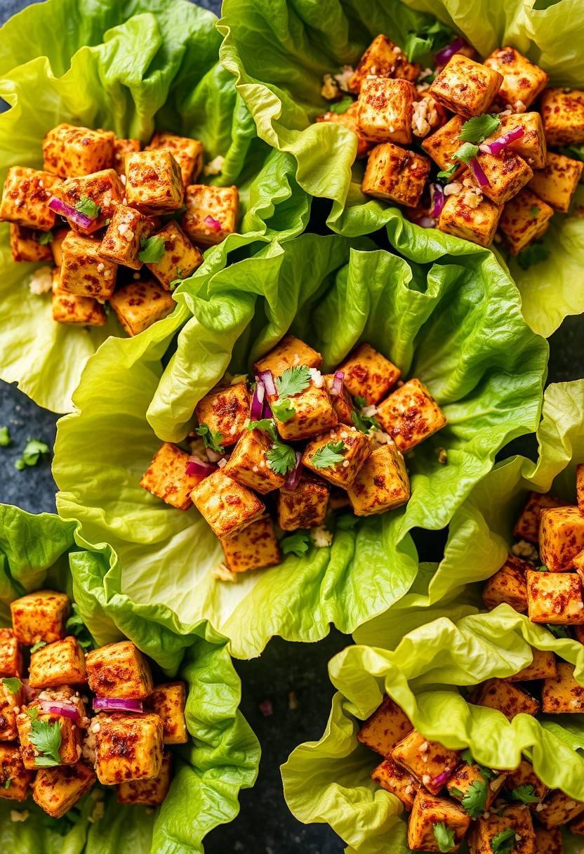 Taco-Spiced Tofu Lettuce Boats