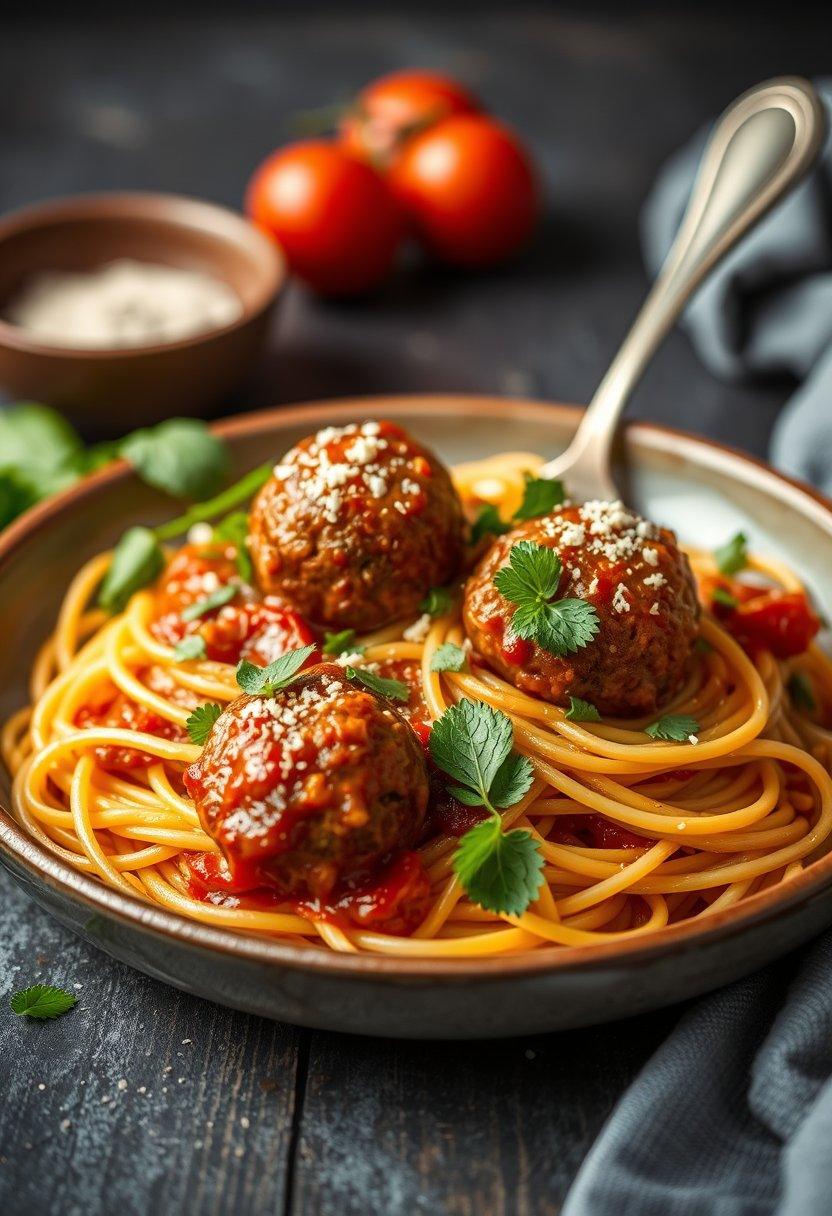 . Vegan Meatballs with Spaghetti