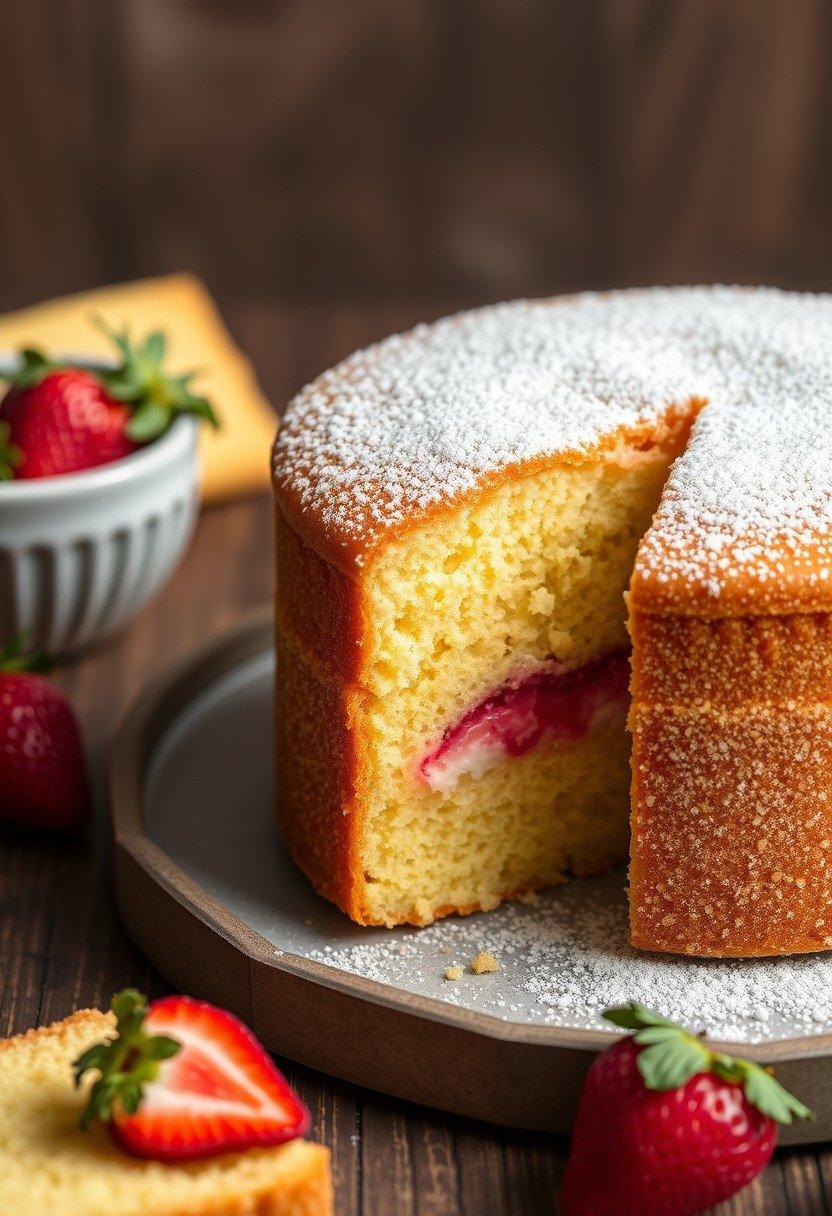 Vegan Yellow Cake with Strawberry Filling