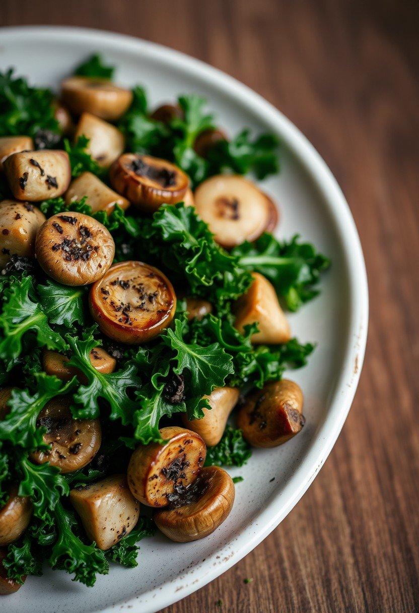 Warm Mushroom and Kale Salad