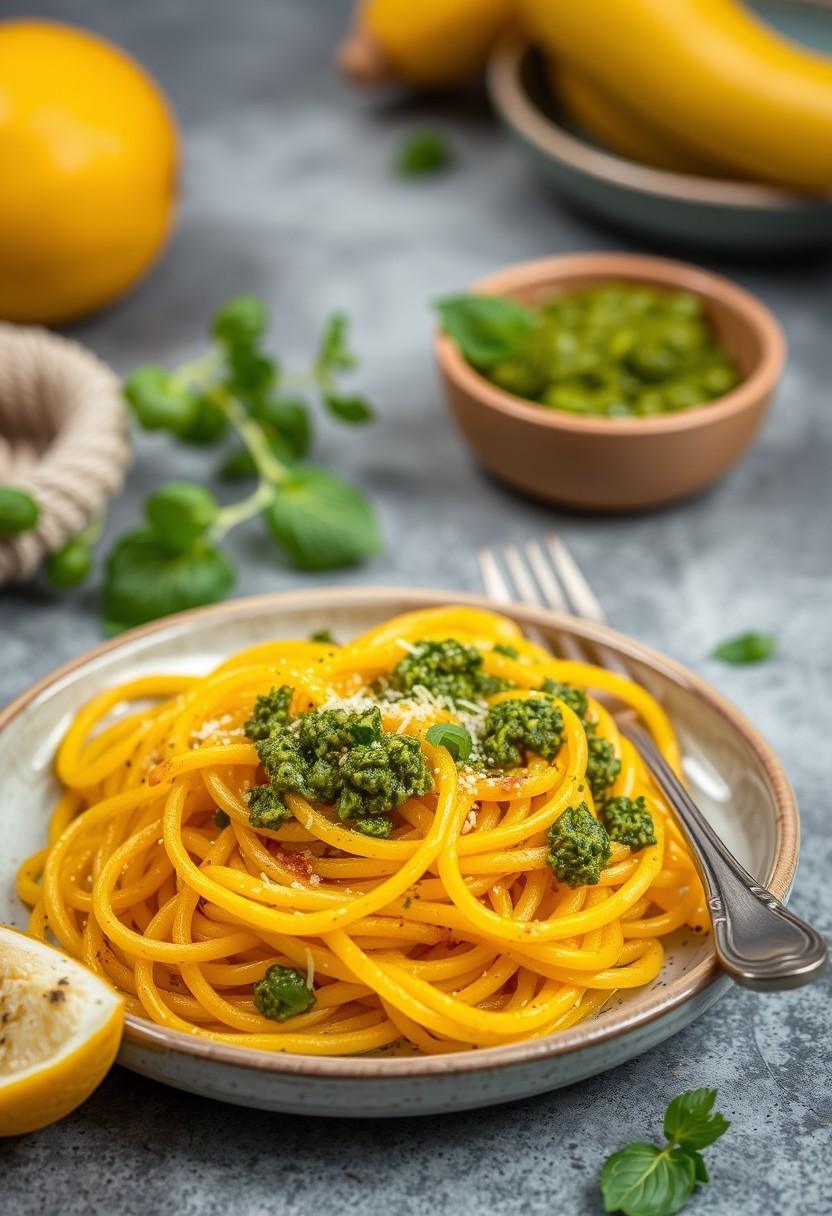 Yellow Squash Noodles with Pesto